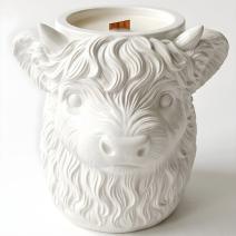 Highland Cow gyertya - Fehér / Vanília